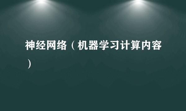 神经网络（机器学习计算内容）