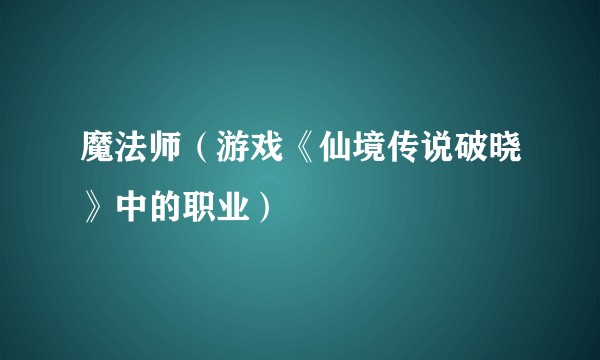 魔法师（游戏《仙境传说破晓》中的职业）