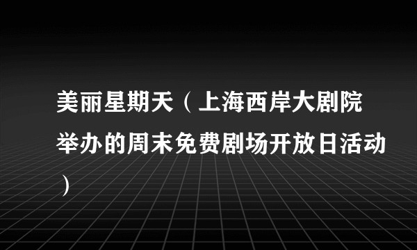 美丽星期天（上海西岸大剧院举办的周末免费剧场开放日活动）