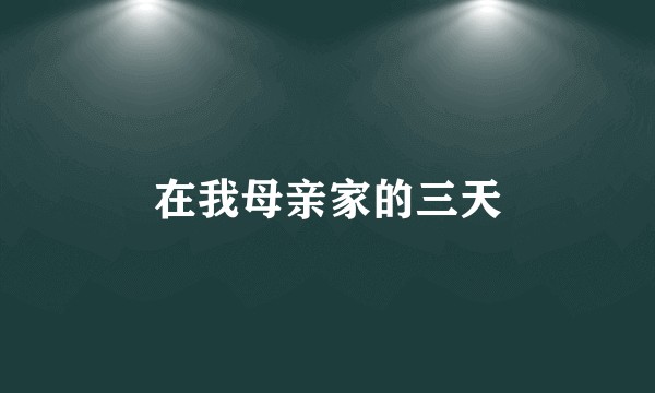 在我母亲家的三天