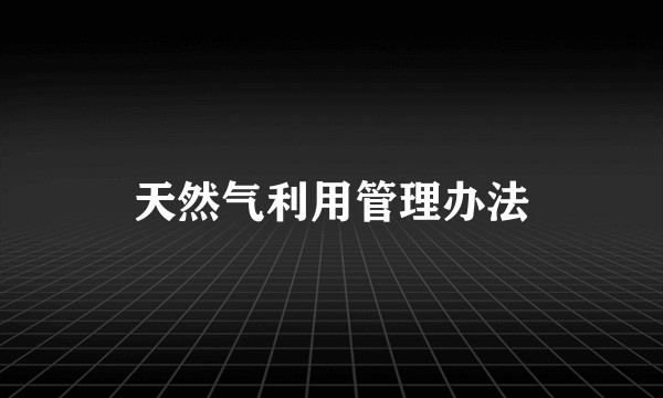天然气利用管理办法
