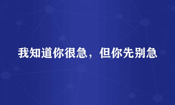 我知道你很急，但你先别急