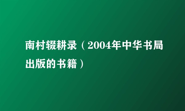 南村辍耕录（2004年中华书局出版的书籍）