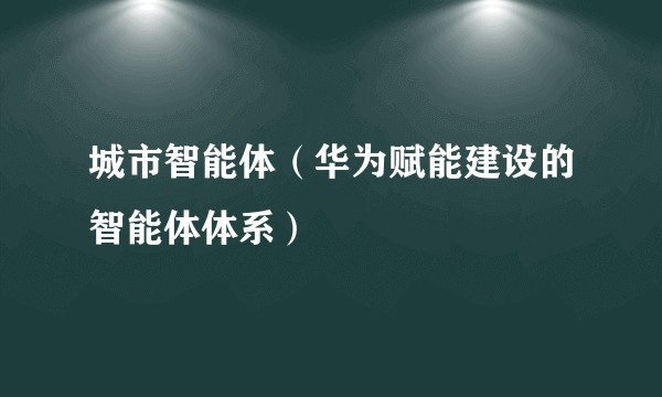 城市智能体（华为赋能建设的智能体体系）