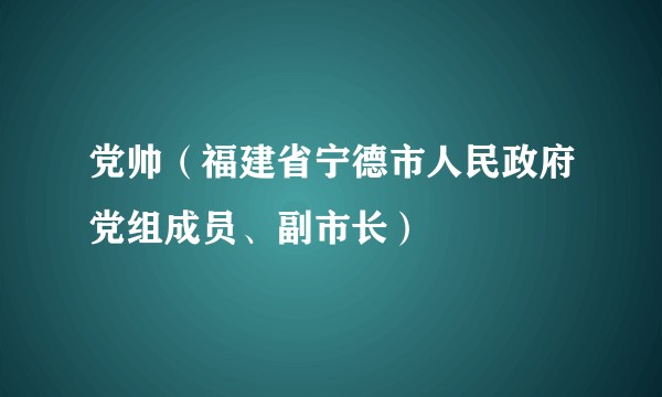 党帅（福建省宁德市人民政府党组成员、副市长）