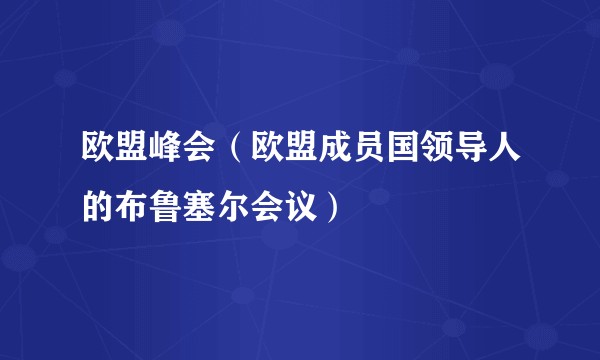 欧盟峰会(欧盟成员国领导人的布鲁塞尔会议)