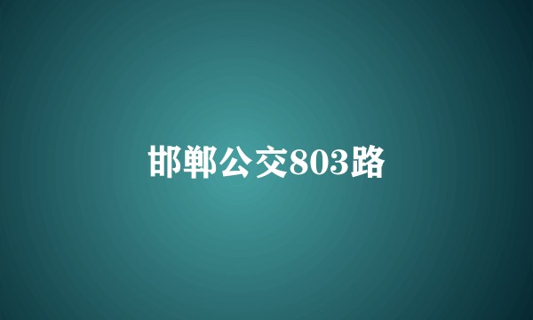 邯郸公交803路