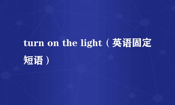 turn on the light(英语固定短语)