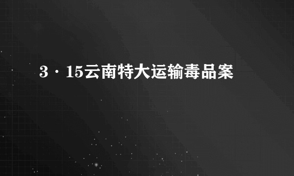 3·15云南特大运输毒品案