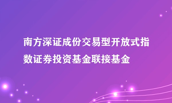 南方深证成份交易型开放式指数证券投资基金联接基金