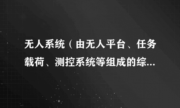 无人系统（由无人平台、任务载荷、测控系统等组成的综合系统）