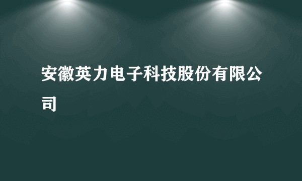 安徽英力电子科技股份有限公司