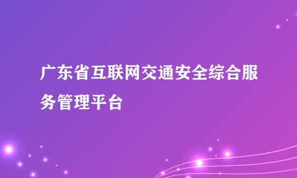 广东省互联网交通安全综合服务管理平台