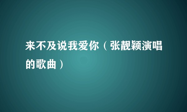 来不及说我爱你（张靓颖演唱的歌曲）