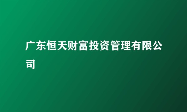 广东恒天财富投资管理有限公司