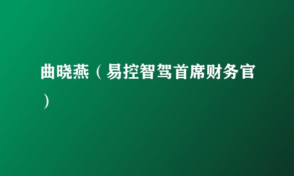 曲晓燕（易控智驾首席财务官）