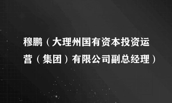 穆鹏（大理州国有资本投资运营（集团）有限公司副总经理）
