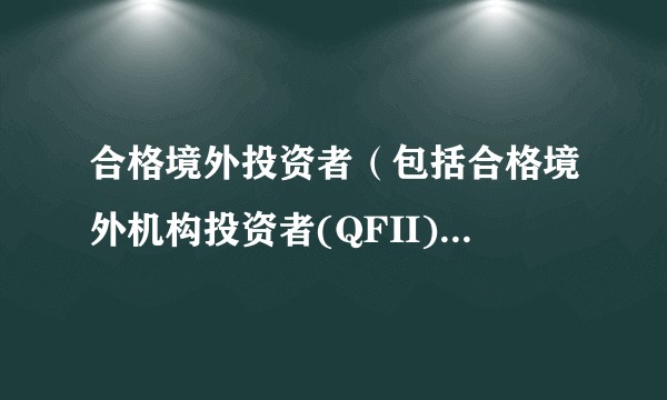 合格境外投资者（包括合格境外机构投资者(QFII)和人民币合格境外机构投资者(RQFII)的境外投资者类别）