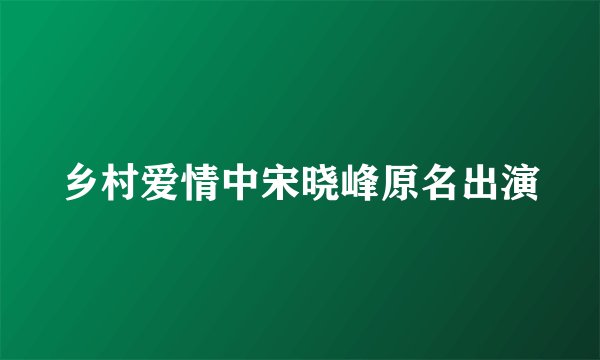 乡村爱情中宋晓峰原名出演