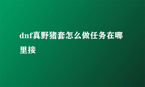 dnf真野猪套怎么做任务在哪里接
