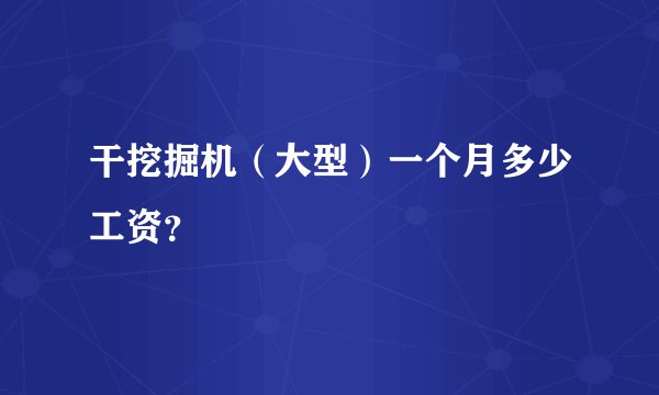 干挖掘机(大型)一个月多少工资?