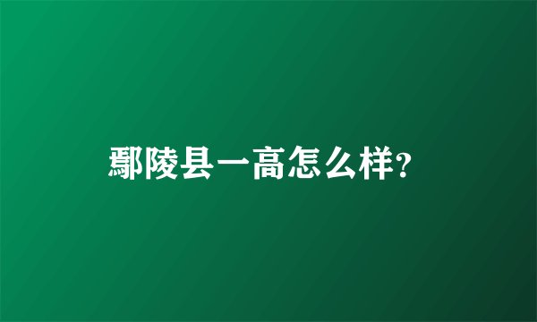 鄢陵县一高怎么样？