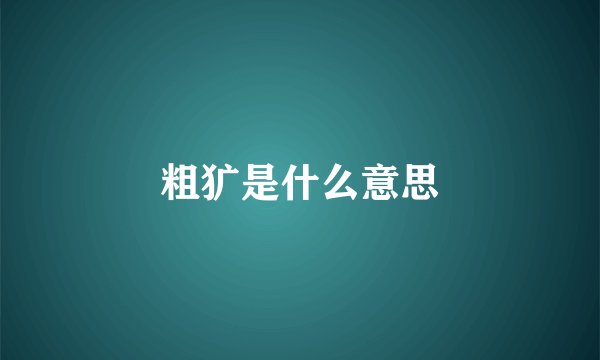 粗犷是什么意思
