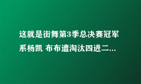 这就是街舞第3季总决赛冠军系杨凯 布布遭淘汰四进二为何不转瓶子