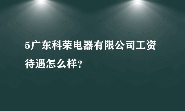5广东科荣电器有限公司工资待遇怎么样？