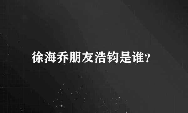 徐海乔朋友浩钧是谁？