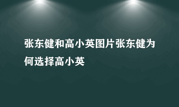 张东健和高小英图片张东健为何选择高小英