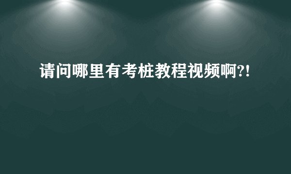 请问哪里有考桩教程视频啊?!