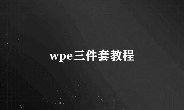 wpe三件套教程