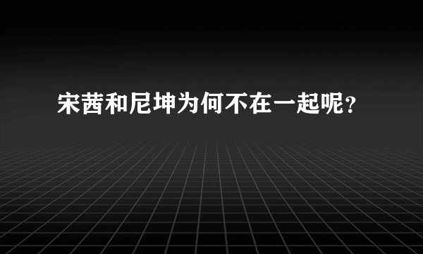 宋茜和尼坤为何不在一起呢？