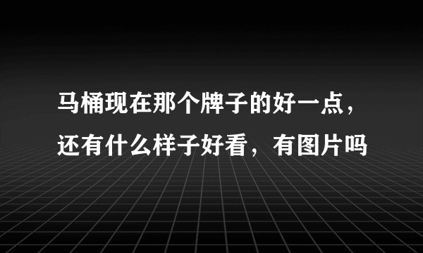 马桶现在那个牌子的好一点，还有什么样子好看，有图片吗