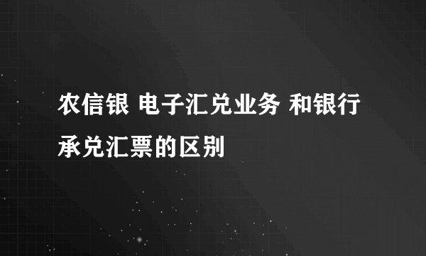农信银 电子汇兑业务 和银行承兑汇票的区别
