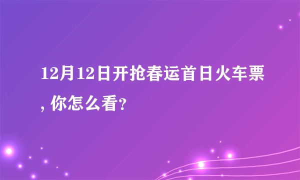 12月12日开抢春运首日火车票, 你怎么看？