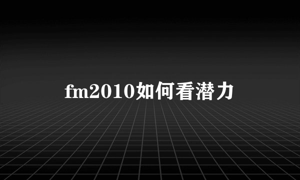 fm2010如何看潜力