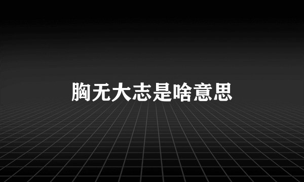 胸无大志是啥意思