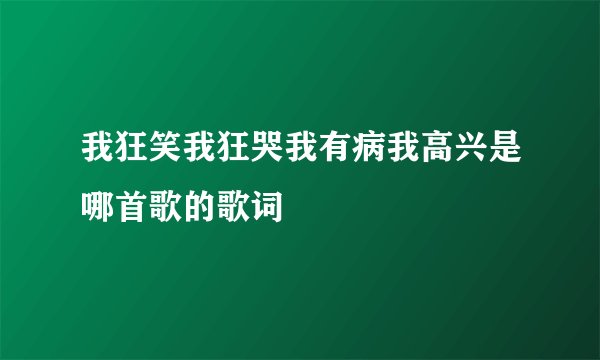 我狂笑我狂哭我有病我高兴是哪首歌的歌词