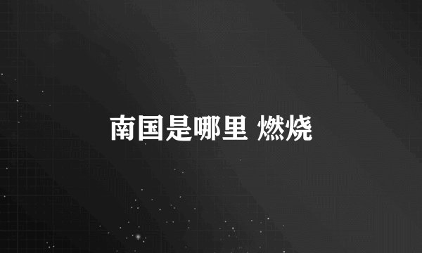 南国是哪里 燃烧