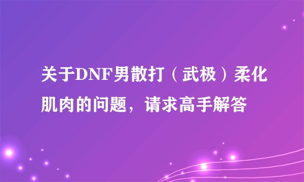 关于DNF男散打（武极）柔化肌肉的问题，请求高手解答