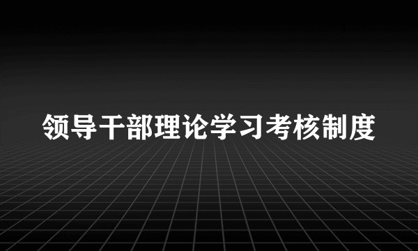 领导干部理论学习考核制度
