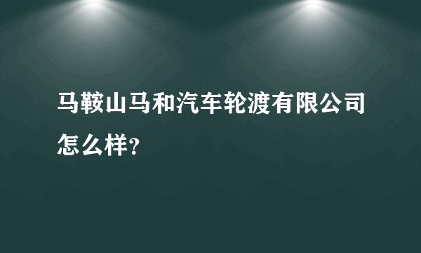 马鞍山马和汽车轮渡有限公司怎么样？
