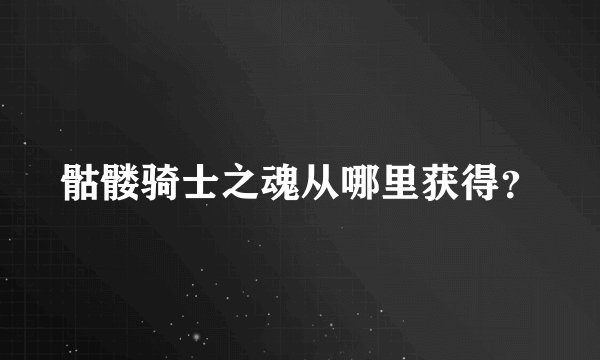 骷髅骑士之魂从哪里获得?