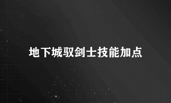 地下城驭剑士技能加点