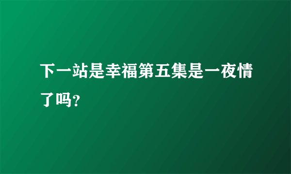 下一站是幸福第五集是一夜情了吗？
