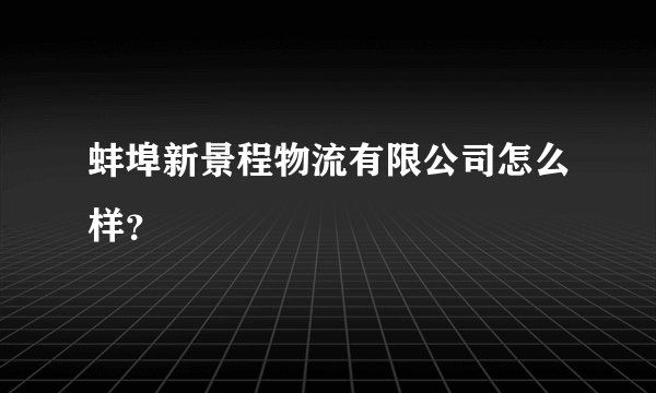 蚌埠新景程物流有限公司怎么样？
