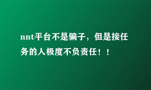nnt平台不是骗子，但是接任务的人极度不负责任！！