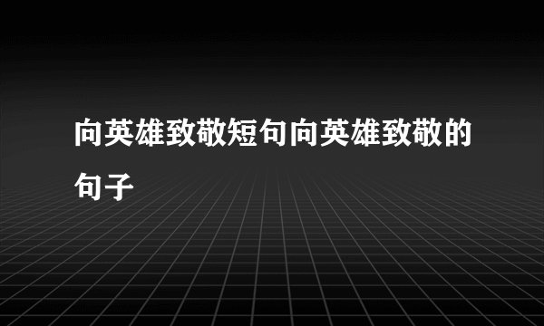 向英雄致敬短句向英雄致敬的句子